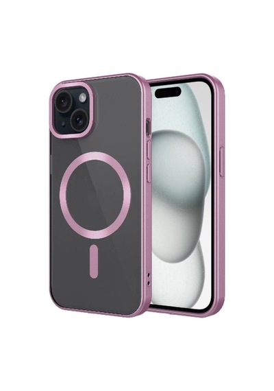Apple Uyumlu iPhone 15 Kılıf Mat Tasarımlı M-safe Wireless Şarj Özellikli Zore Mat Setro Kapak Pembe