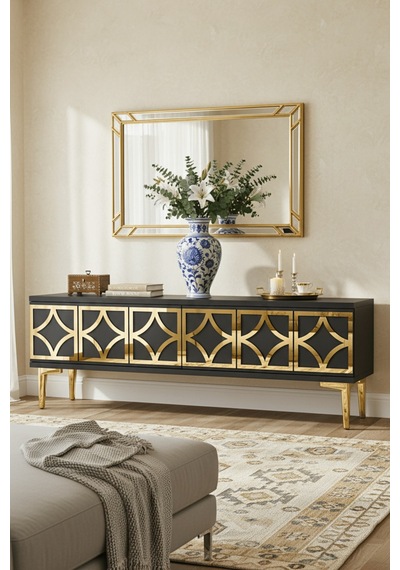 Tsa1237ag - Lemtv120 Tv Stand, Tv Sehpası Antrasit - Gold 120cm