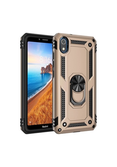Newface - 955 - Xiaomi Redmi 7a Kılıf Sofya Yüzüklü Silikon Kapak - Csmo-tex - - Gold