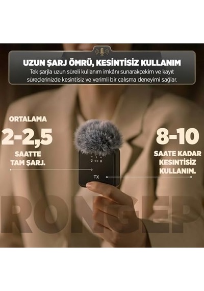 2'li Kablosuz Yaka Mikrofonu Apple Uyumlu, iPhone Uyumlu /android Telefonlar/type-c Girişli Pc'ler İçin Type-c/lightning Giriş 8-10 Saat