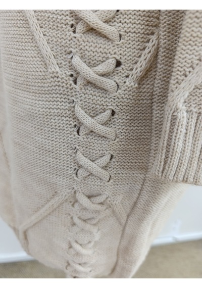 Bhrwear Kadın Uzun Kollu Yuvarlak Yakalı Yandan Bağcıklı Kısa Triko Elbise Renkli