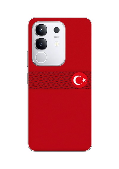 Vivo Y29 Uyumlu Türk Milli Takım Izgara Desenli Forma Baskılı Silikon Kılıf Renkli