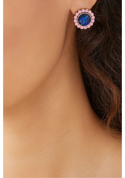 Regency Linear Earrings Kadın Küpe 6x1x0.5 Cm Koyu Mavi