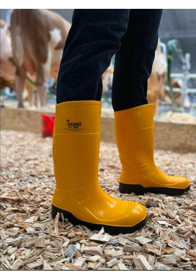 Techno Boots Poliüretan Soğuğa Dayanıklı Kısa Çelik Burunlu Sarı Çizme Sarı