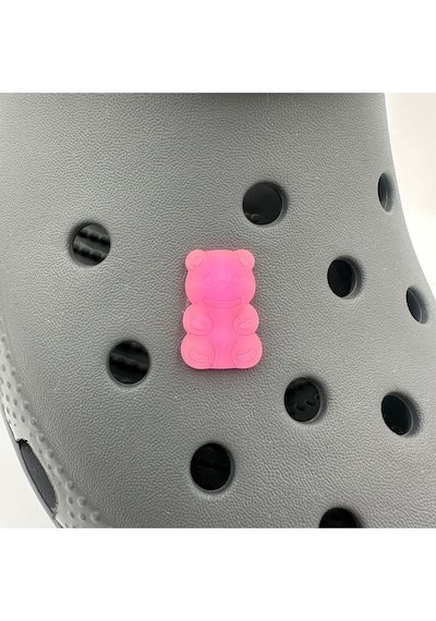 Crocs Terlik Süsü Ve Aksesuarı , Çanta Süsü Jibbitz Hribo Ayıcık Şeffaf Alt 06 Görsel Figür Aksesuar Neon Fuşya
