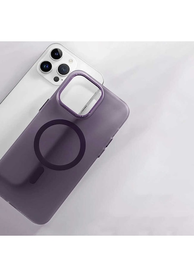 Apple Uyumlu iPhone 14 Pro Max Magsafe Şarj Özellikli Buzlu Sert Pc Zore Tuval Kapak