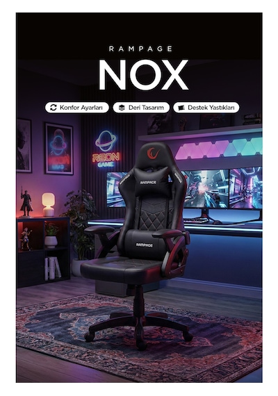 Nox Bel Ve Boyun Destekli Carbon Deri Siyah/kırmızı Oyuncu Koltuğu Kl-r43 Kırmızı - Siyah