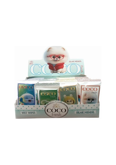 Coco Fresh Cep Islak Mendil 15'li Paket 36'lı Kutu x 4 Sevimli Hayvanlar144'lü Set