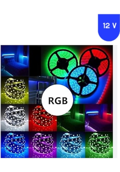 12 Volt Rgb 5050 Smd İç Mekan 60 Led 5 Metre Şerit Led