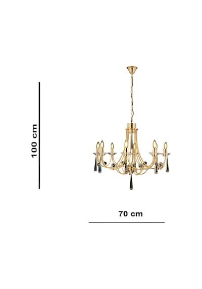 Lampaluce Klasik Metal Altın Renk Avize 15'li 70cm Altın