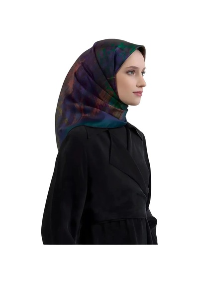 Armine Nostalji Serisi Sura İpek Eşarp 9420ds 03-yeşil-çok Renkli