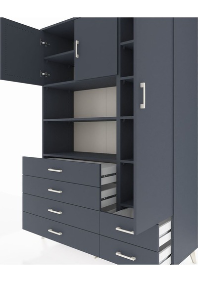 Hyperion Dolap 9 Raflı 6 Çekmeceli 3 Kapaklı 132x44x195 Antrasit-antrasit/antrasit Antrasıt/antrasıt Hyperion Dolap 9 Raflı 6 Çekmeceli 3 Kapaklı 132x44x195 Antrasit-antrasit/antrasit Antrasıt/antrasıt