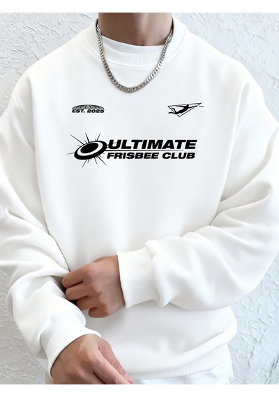 Startmore Startmoreultimate Frisbee Club Prints Erkek Sonbahar Modası Kapüşonlu Üst Bol Basit Tişörtler Sokak Po Beyaz