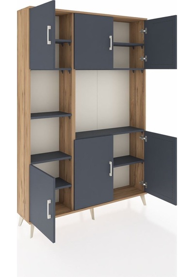 Arges Dolap 9 Raflı 6 Kapaklı 132x30x195 Çam-antrasit/antrasit Çam