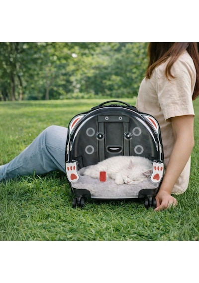 Vg Premium Tekerlekli Ve Çekçekli Büyük Model Kedi Köpek Taşıma Valizi