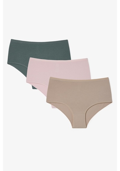 Penti Karışık Renk Mellow Spirit Yüksek Bel Pamuklu 3lü Slip Külot Çok Renkli