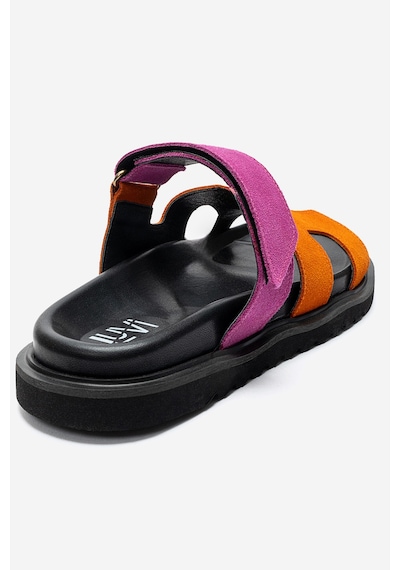 Luvishoes Luvi Shoes Morte Fuşya-turuncu Süet Hakiki Deri Kadın Terlik Fuşya - Turuncu