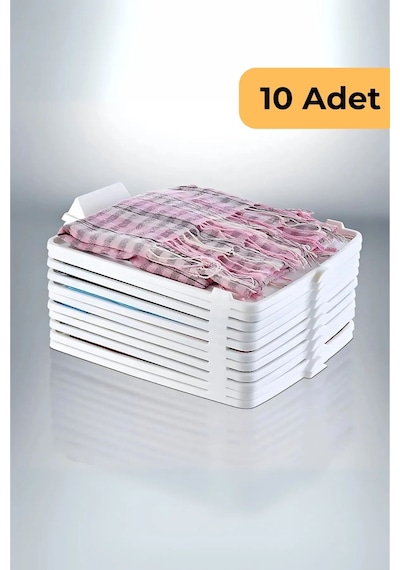 Beyaz T-shirt Düzenleyici 10'lu Set, Beyaz Tr Plastik Beyaz