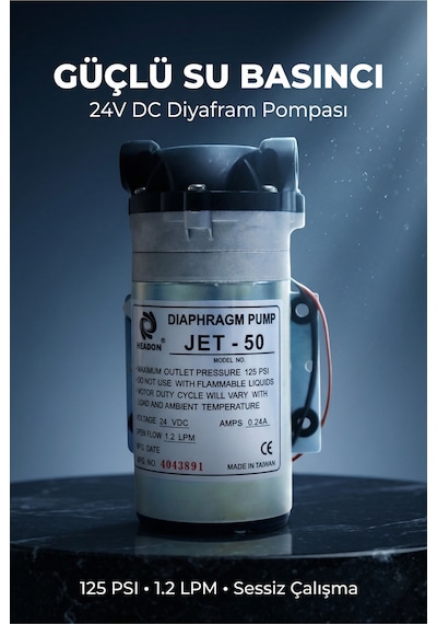 Jet 50 Diyaframlı Su Arıtma Pompası - 24v Dc, 1.2 Lpm, 130 Psı Basınç