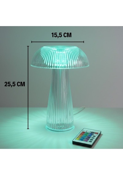 Şeffaf Model Led Masa Lambası Kumandalı Şarjlı, Dokunmatik, Rengarek Işık Modlu Dekoratif Gece Lambası