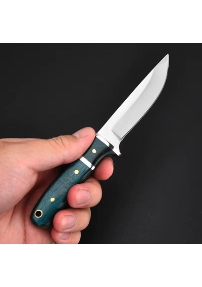 Valkyrie 3cr14mov Paslanmaz Çelik Av Bıçağı Ahşap Saplı, Kılıflı Kamp Ve Outdoor Bıçağı Yeşil Yeşil