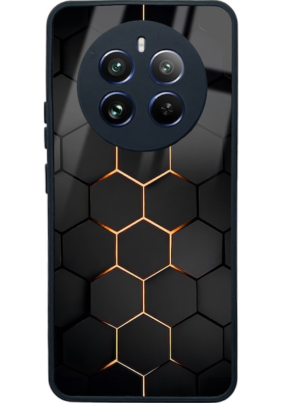 Oppo Realme 12 Pro Yellow Carbon Tasarımlı Glossy Telefon Kılıfı Çok Renkli