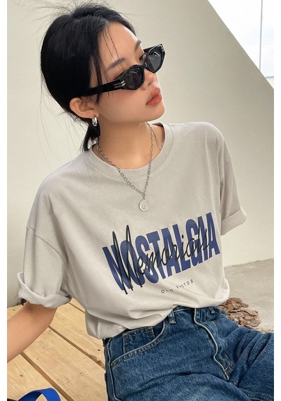 Uyguntarz Unisex Nostalgia Baskılı Oversize Tshirt Bej