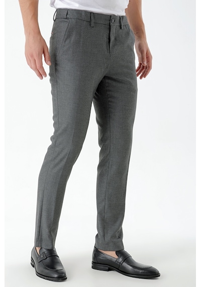 Morven Erkek Siyah Beard Desenli Slim Fit Classic Pantolon Siyah