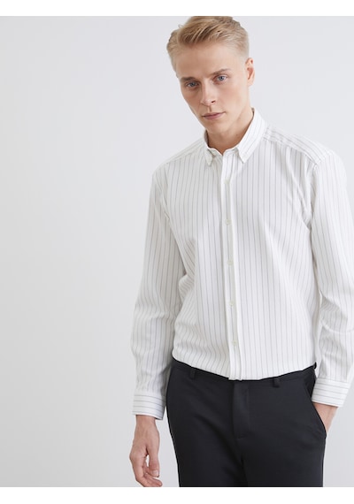 Lcw Vision Ekru Regular Fit Çizgili Erkek Gömlek