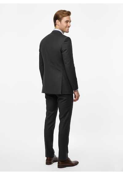 Presto Erkek Slimfit Çizgili Yün Takım Elbise 6 Drop Siyah 2127-001 Siyah