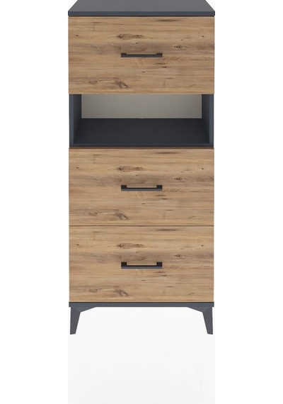 Arges Dolap Tek Raflı 3 Çekmeceli 60x30x134 Antrasit-çam Antrasit