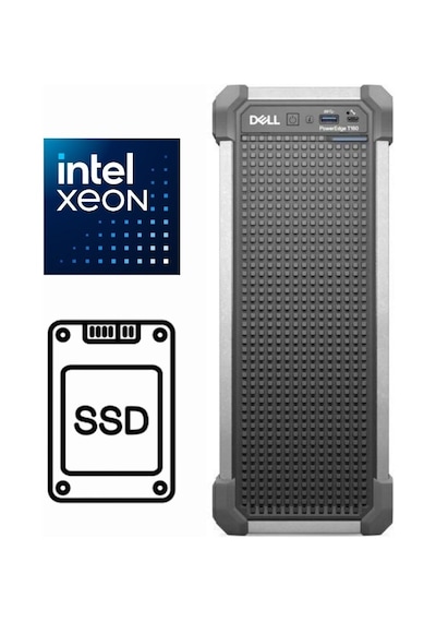 Dell Poweredge T160 Intel Xeon 6315p Promot160spl1-k010 32gb 2 480gb Ssd + 2tb Hdd Freedos İdrac9 Raid 0/1 300w Power Supply Server