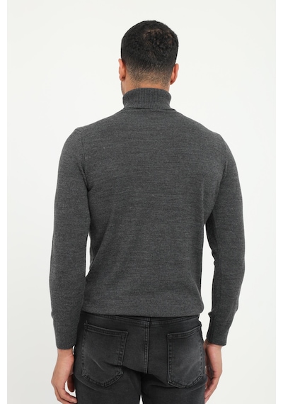 Dufy Erkek Slim Fit Tam Balıkçı Yaka Antrasit Triko-16908