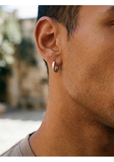 925 Ayar Gümüş Rodyum Kaplama Yuvarlak Unisex Halka Küpe - Çift 2x14mm