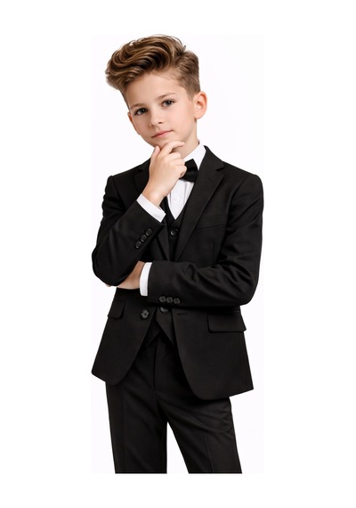 Ahengim Erkek Çocuk Slim Fit Premium Damatlık Smokin Takım Elbise Ak4000 Siyah