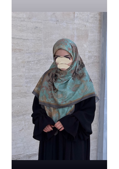 Qalortex Scarf Pamuklu Soft Âlâ Desen Eşarp-su Yeşili