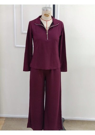 Bhrwear Kadın Uzun Kollu Yakadan Fermuarlı Viskon Iki Iplik Bluz Ve Pantolon Ikili Takım Renkli Bhrwear Kadın Uzun Kollu Yakadan Fermuarlı Viskon Iki Iplik Bluz Ve Pantolon Ikili Takım Renkli