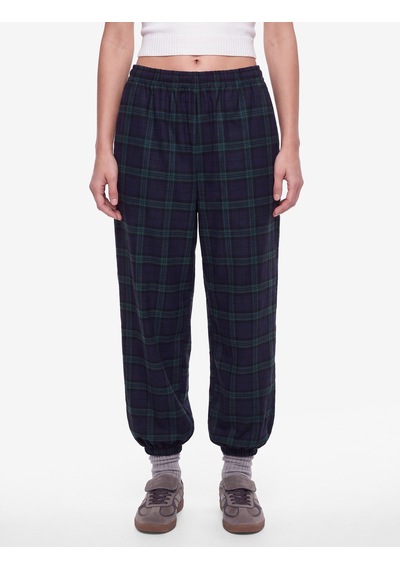 Koton Normal Bel Regular Fit Cepli Ekoseli Beli Lastikli Jogger Pantolon Lacivert Ekose 7wal40029ıw