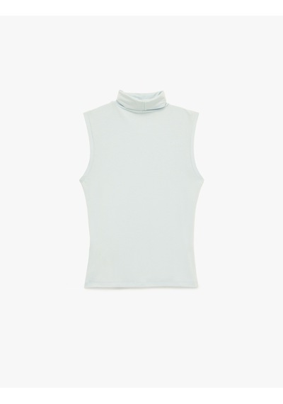Koton Slim Fit Kolsuz Dik Yaka Viskon Bluz Mavi 6sak70005pk Mavi