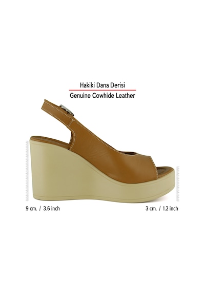Erkan Saçmacı Mathilda Taba Hakiki Dana Derisi Dolgu Topuklu Slingback Sandalet