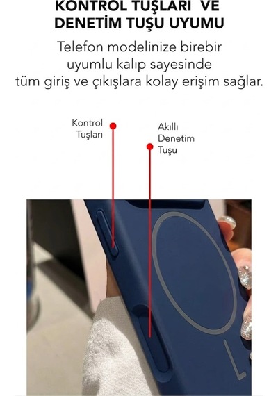 Apple İphone 16 Uyumlu Magsafe Lansman Silikon Kılıf Lacivert