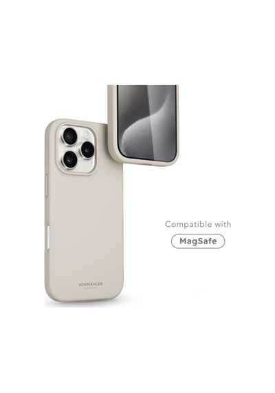 Vonmahlen Apple Uyumlu iPhone 16 Pro Magsafe Silikon Kılıf Krem
