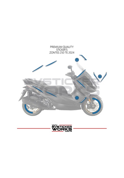 Zontes 250 Te Sticker Kaplama Set Full Kit Parçalı Etiket Sticker Modeli Mavi