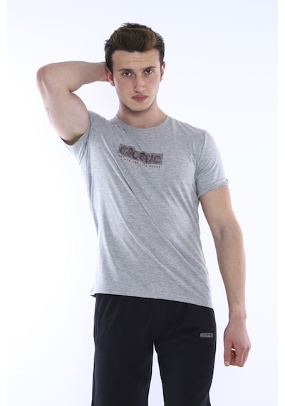 Erkek Spor G2 Melanj Bisiklet Yaka Slim Fit Alt-Üst Şort Takım-38 Açık Gri Melanj