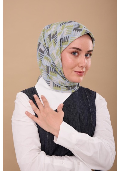 Silk Home Yaz Esintisi Eşarp 150001-09 Yeşil, Bebe Mavi, Füme, Gümüş