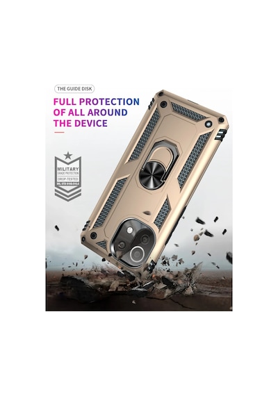 Xiaomi Mi 11 Lite Kılıf Sofya Yüzüklü Silikon Kapak - Gold 0.2M-Çok Renkli