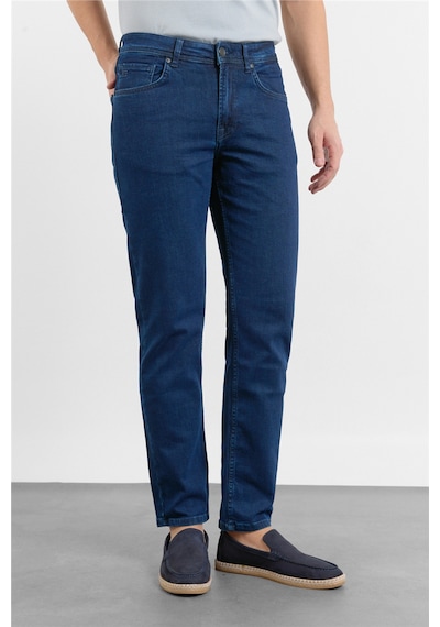 İmza Lacivert Gabardin 5 Cep Düz Paça Casual Slim Fit Pamuklu Denim Pantolon 1023255161