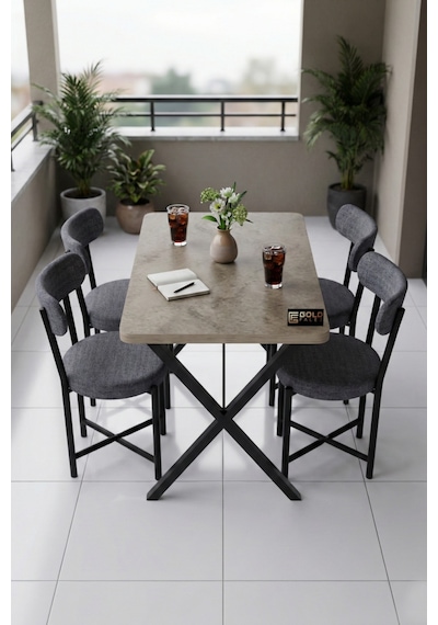 Mutfak Masası 4 Sandalyeli Set 110x70 Cm Modern Bahçe Cafe Masa Takımı 4 Kişilik Tedy 9883 Anstrasit Gri Mutfak Masası 4 Sandalyeli Set 110x70 Cm Modern Bahçe Cafe Masa Takımı 4 Kişilik Tedy 9883 Anstrasit Gri