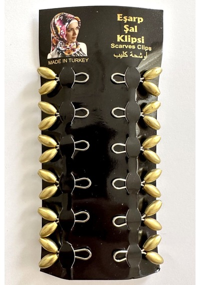 Melodi Scarf Tesettür Eşarp Şal Klipsi Altın Rengi 12 Adet Altın Rengi-01