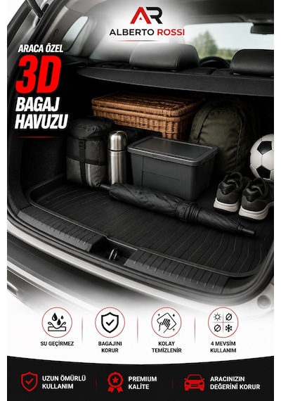 Seat Ibiza 2009 - 2016 Araca Özel 3d Bagaj Havuzu
